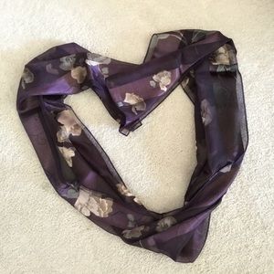 Purple burgundy striped floral scarf, lightweight, NWT